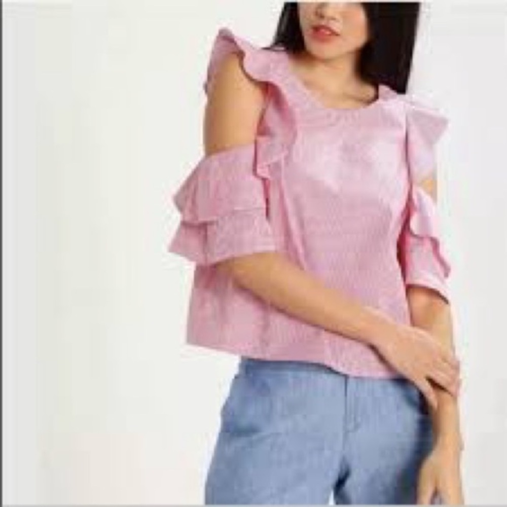 Lucy Paris Blush and White Striped Blouse